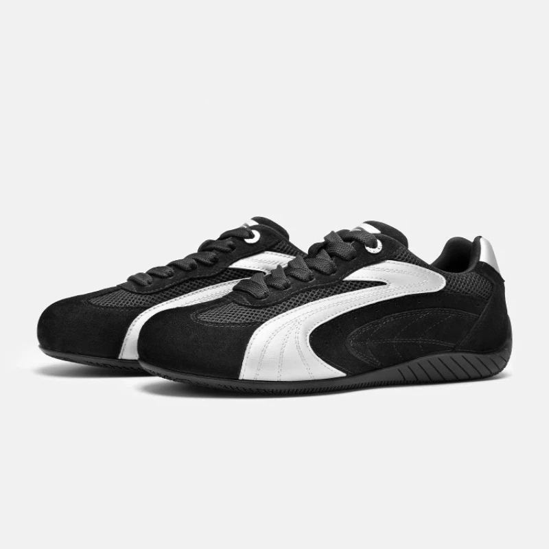 赛车鞋/银黑色德训鞋男2025夏季新款百搭网面透气情侣鞋子板鞋女