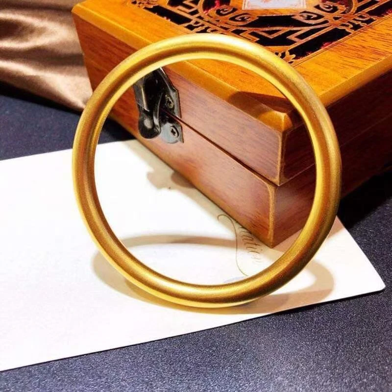 新中式经典古法磨砂工艺4N素圈百搭实心简约手鐲