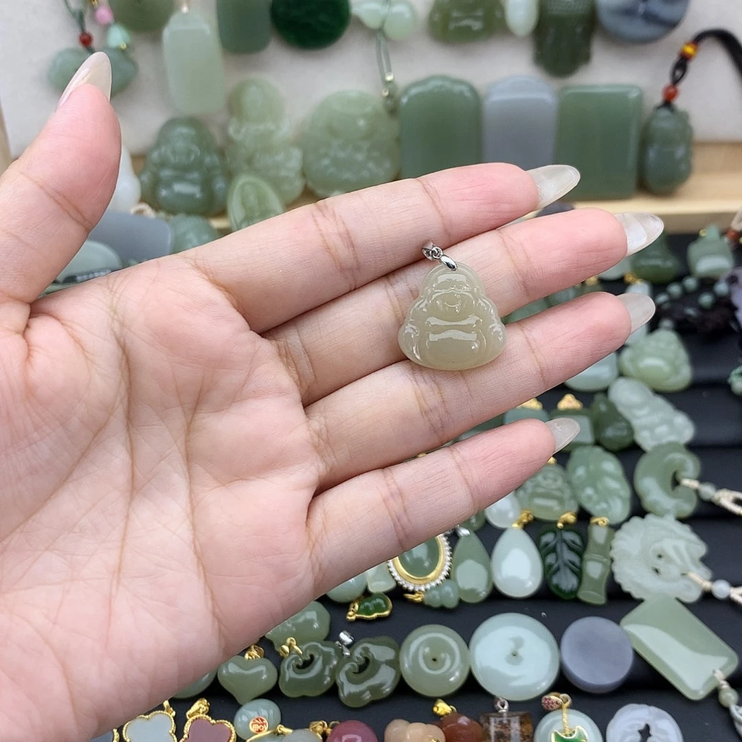 吊坠(不含链)银S925镶嵌和田玉