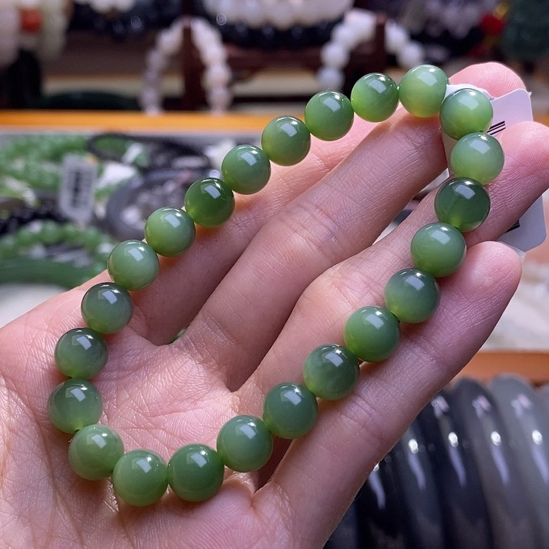 颈饰未镶嵌和田玉碧玉猫眼手串8MM