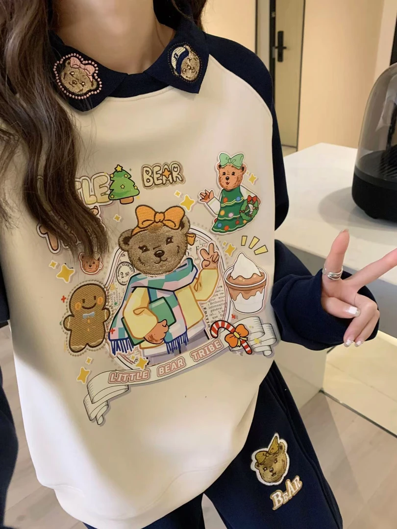 圣诞系列【加厚绒】套装 防风卫裤卫衣套装 9049