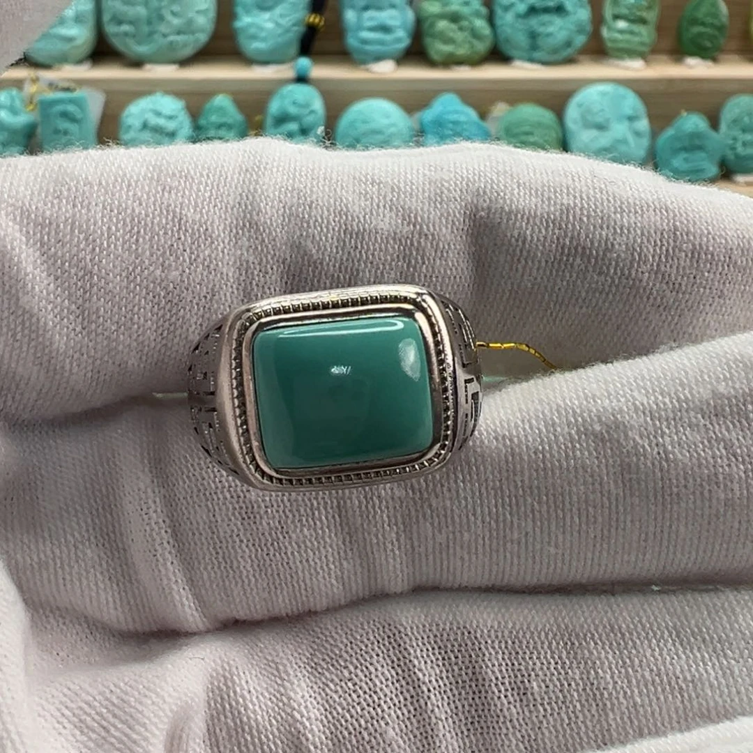 银S925镶嵌绿松石戒指