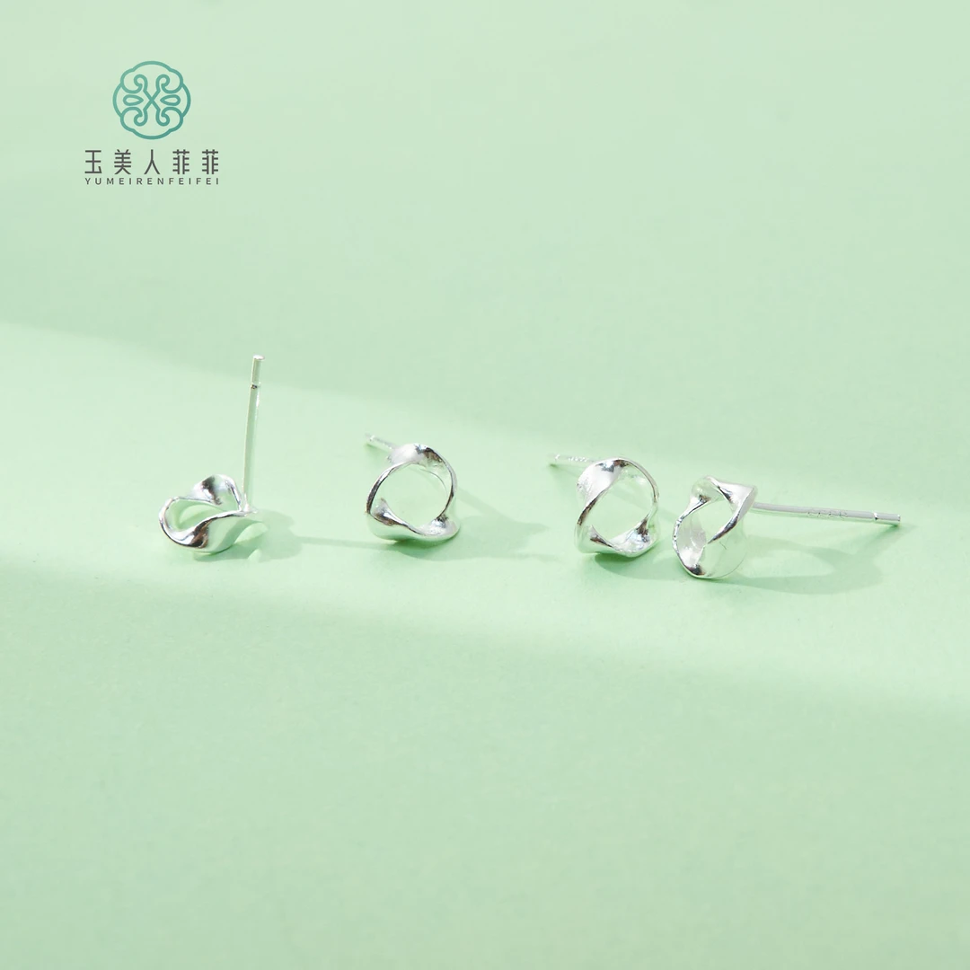 足银耳饰 石惑珠宝·足银麻花三角耳钉-多样性发一