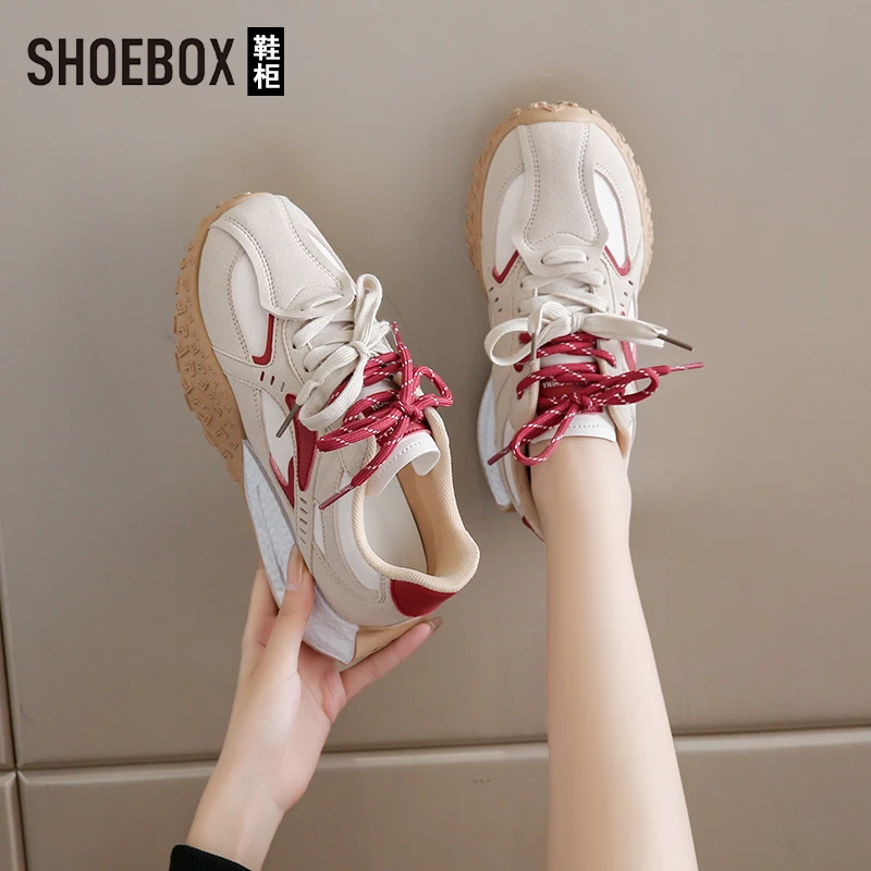SHOEBOX鞋柜德训鞋女2025春季新款百搭休闲软底爆款厚底运动鞋