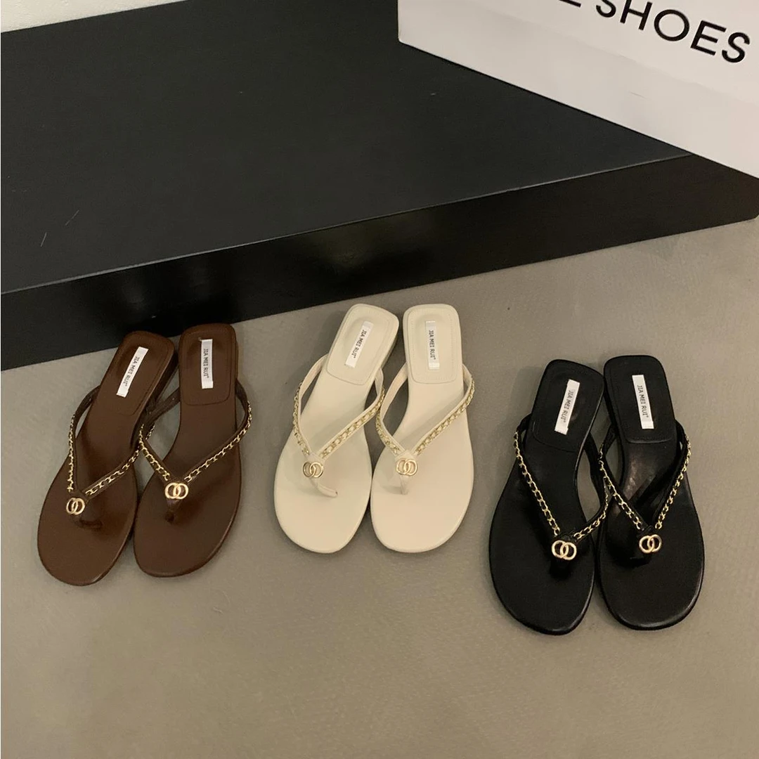 法式小香风人字拖鞋女夏外穿2025年新款韩版温柔气质低跟凉拖凉鞋