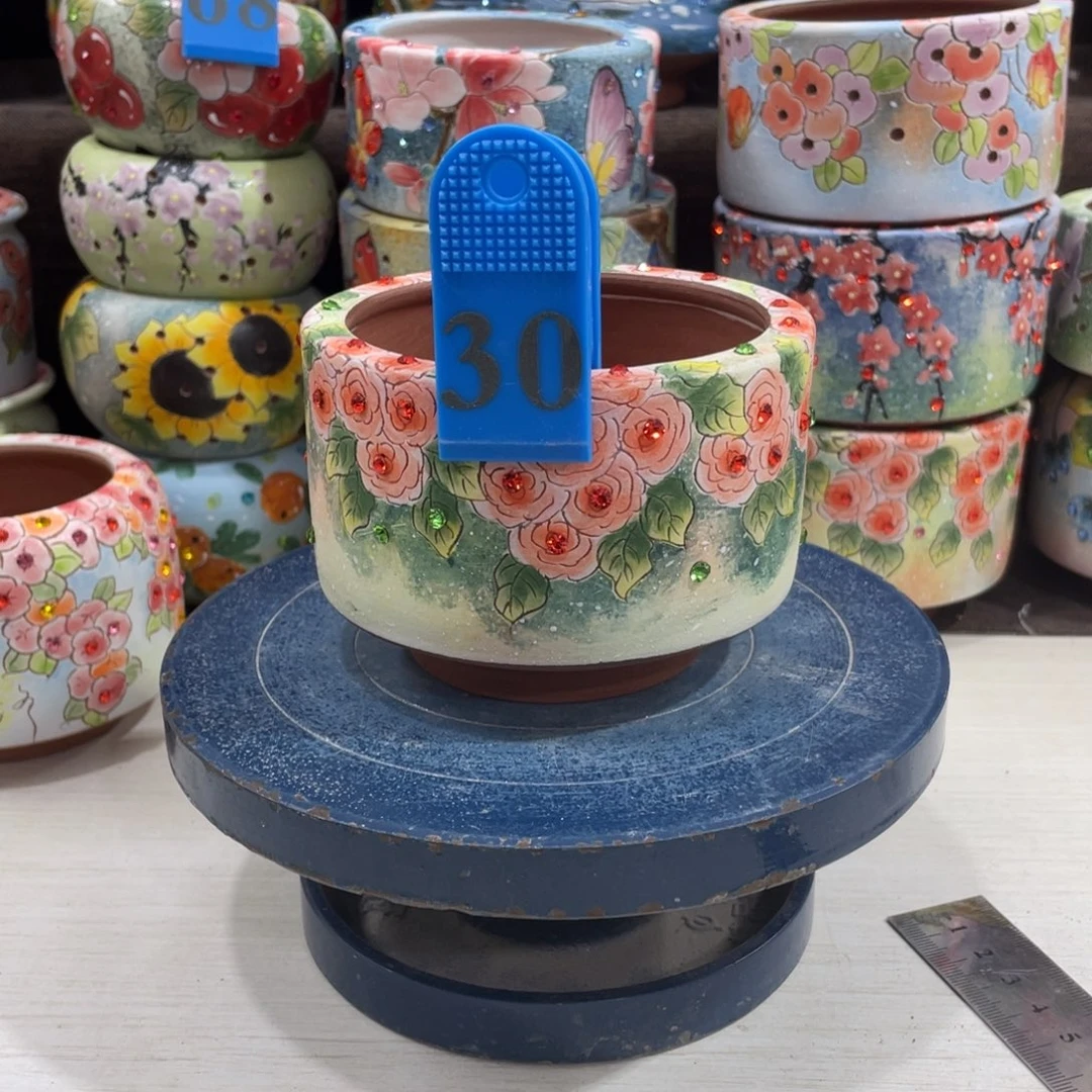 红陶多肉花盆顶冠