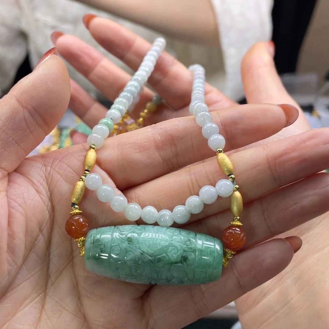 翡翠未镶嵌颈饰代编织