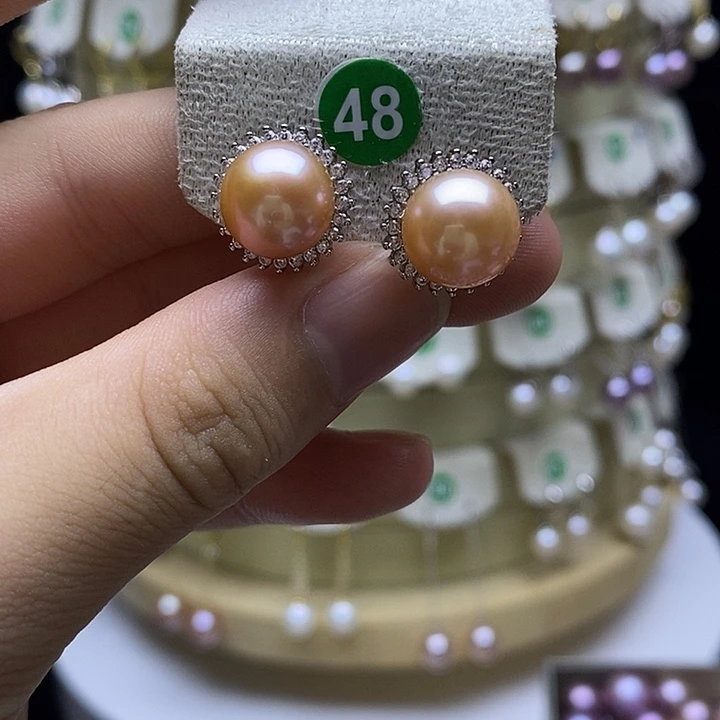 银S925镶嵌淡水珍珠耳饰