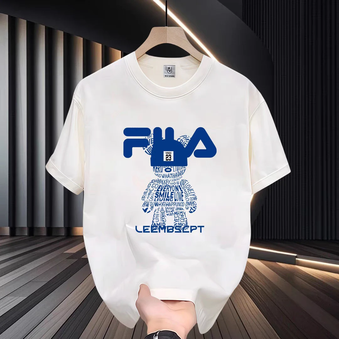 欧洲站时尚夏季新款潮牌男士字母印花短袖修身t恤男潮欧货2025年