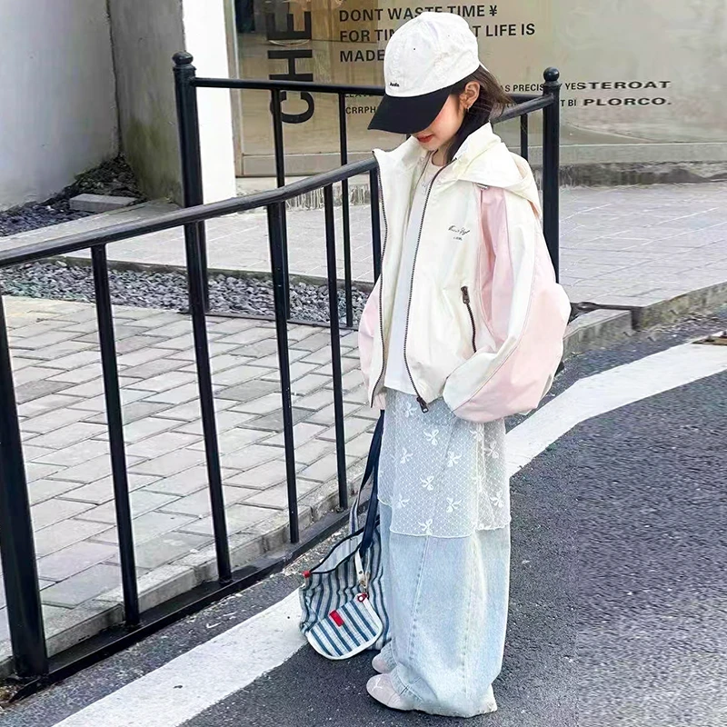 早春新款女童外套中大童童装休闲宽松时尚外穿外套zb5433简约童品