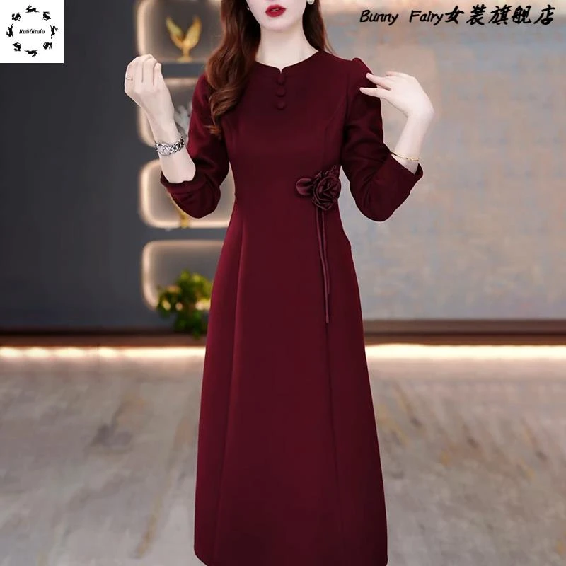 连衣裙2025新款女秋冬高品质爆款高端喜婆婆婚宴装妈妈礼服配大衣