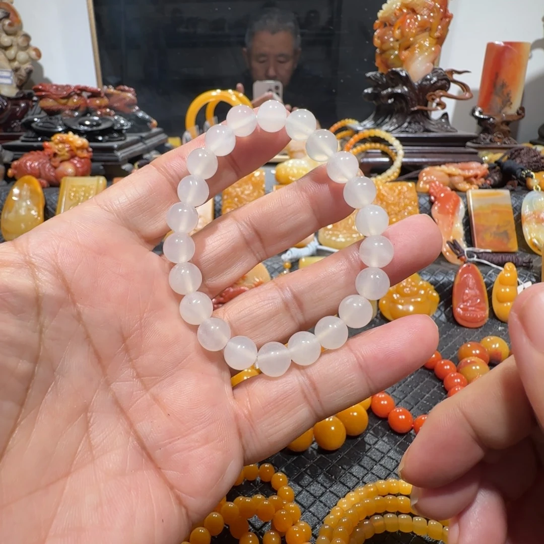 石英质玉（黄龙玉）合金手链