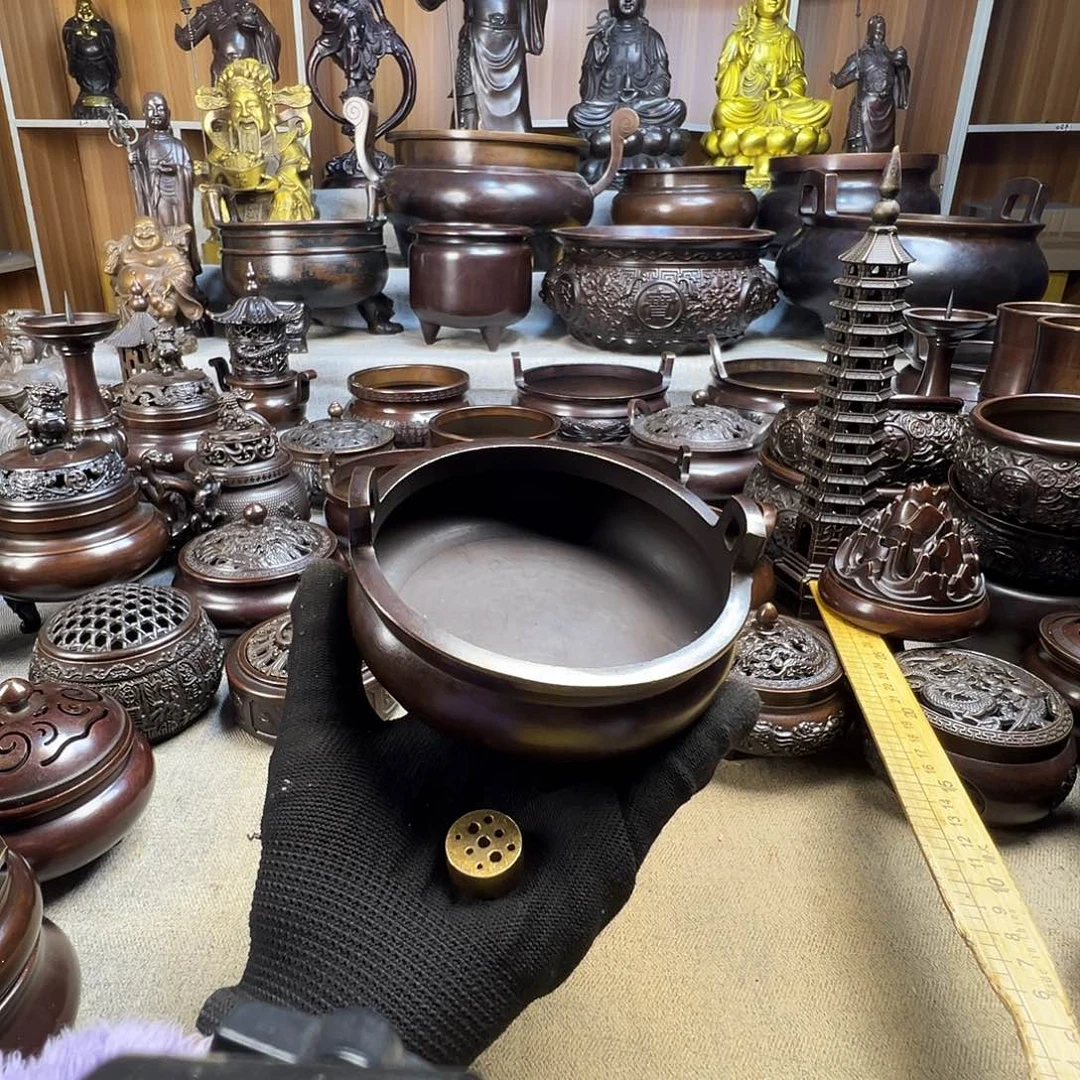 泰***前2个12口香炉铜香炉铜工艺品