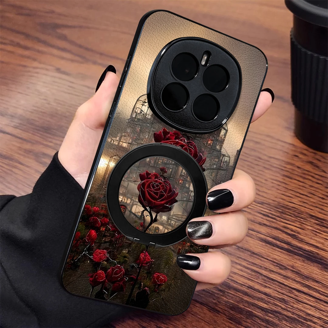 【360旋转支架】适用荣耀magic8Pro手机壳500新款小羊皮m8玫瑰城堡