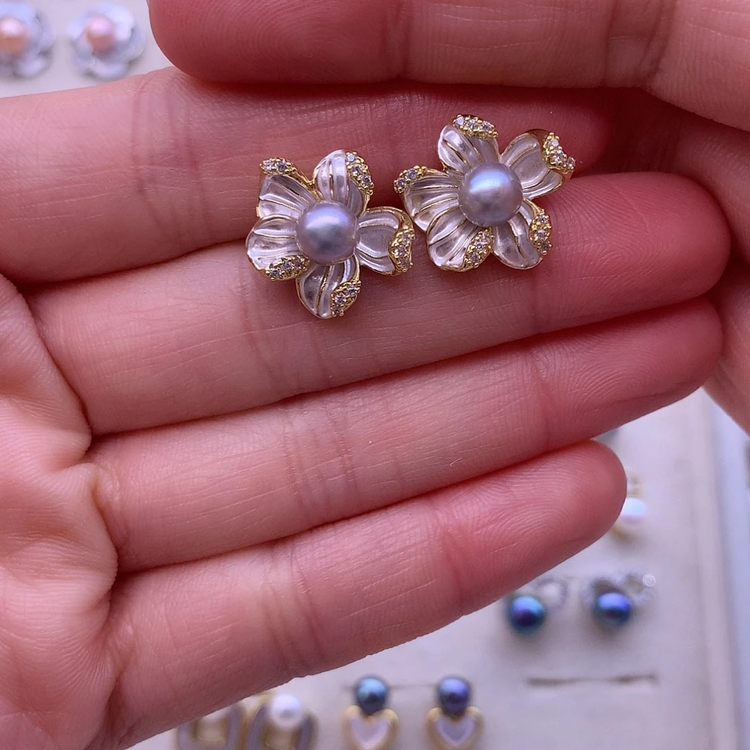 淡水珍珠耳饰合金