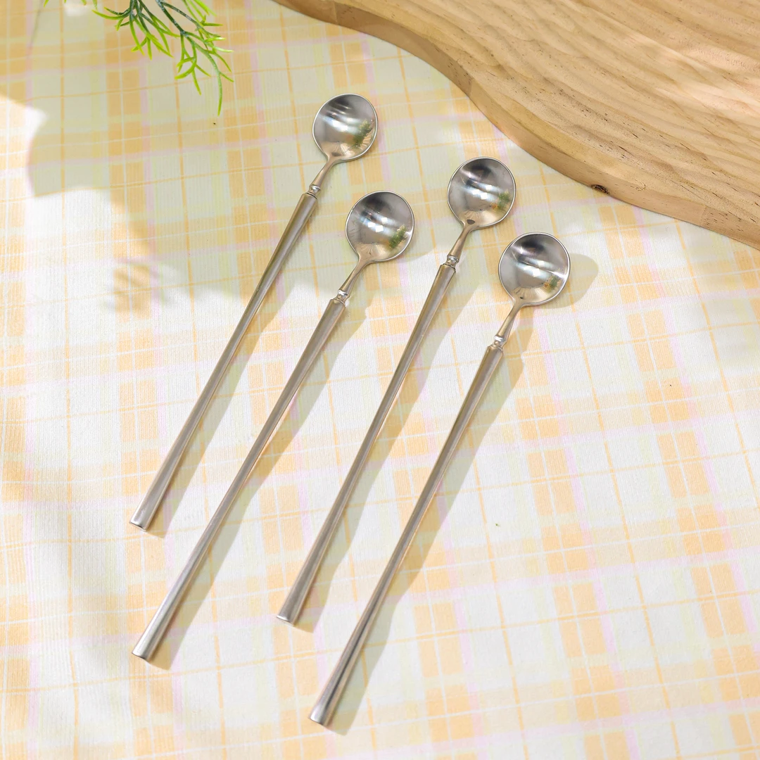 304不锈钢高颜值长柄咖啡勺甜点勺冰淇淋勺家用搅拌勺轻奢餐具