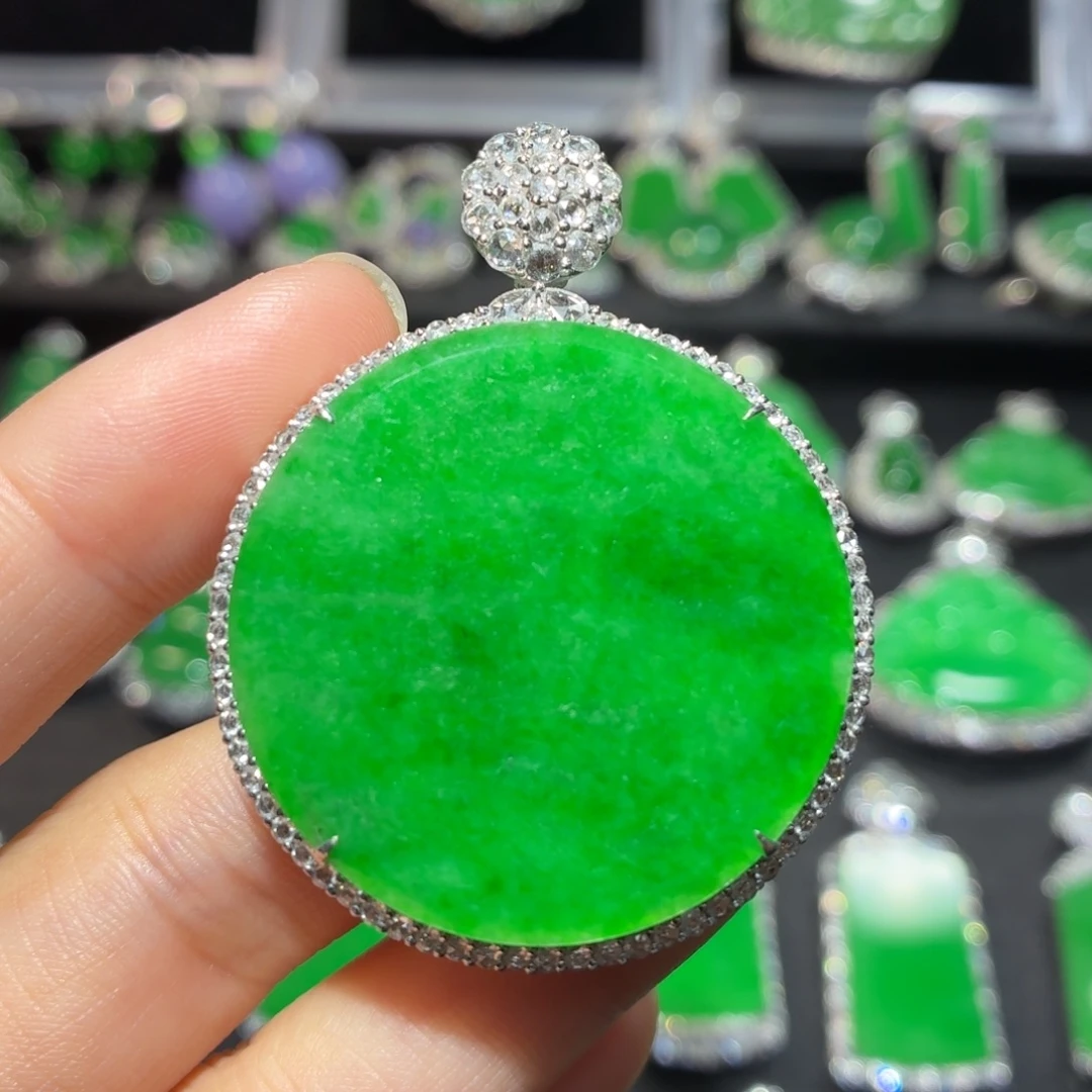 翡翠18K金镶嵌吊坠(不含链)153号