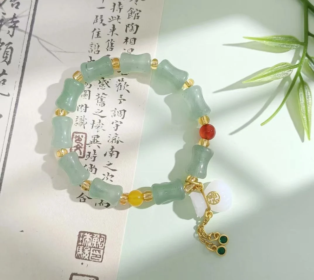 天然东陵玉竹节福袋手链（多样性发一）DL000158001