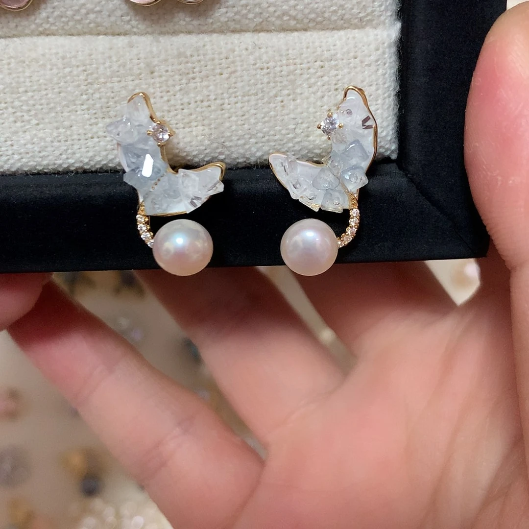 淡水珍珠耳饰合金