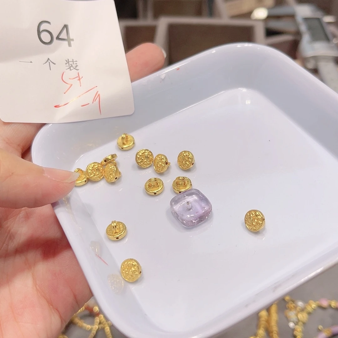 紫晶珠宝半成品银S925镀金镶嵌64