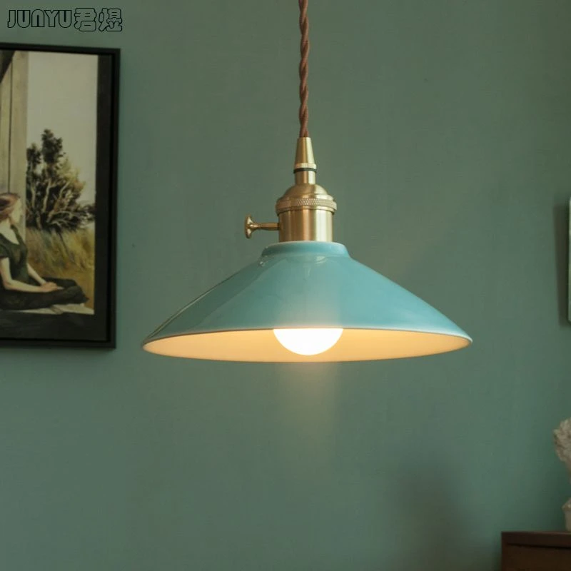 仿古龙泉青瓷陶瓷吊灯 复古茶室茶台民宿新中式床头餐厅创意吊灯