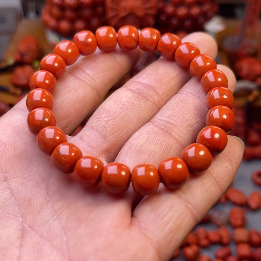 南红玛瑙未镶嵌川料精工老型手串卡10mm