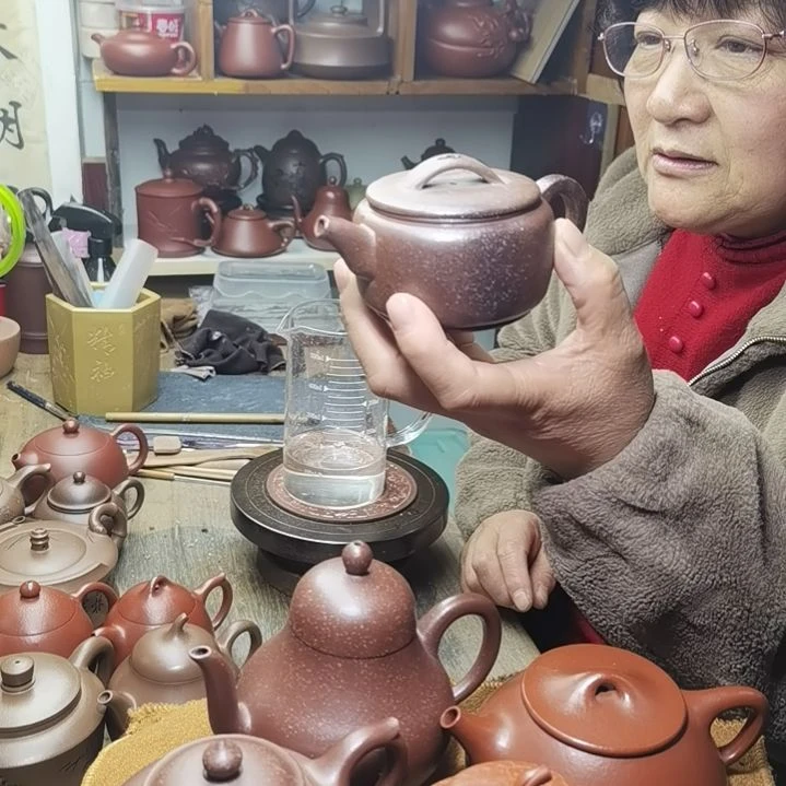 紫砂茶壶闻*集原矿老段泥柴烧，汉瓦壶，140㏄容量