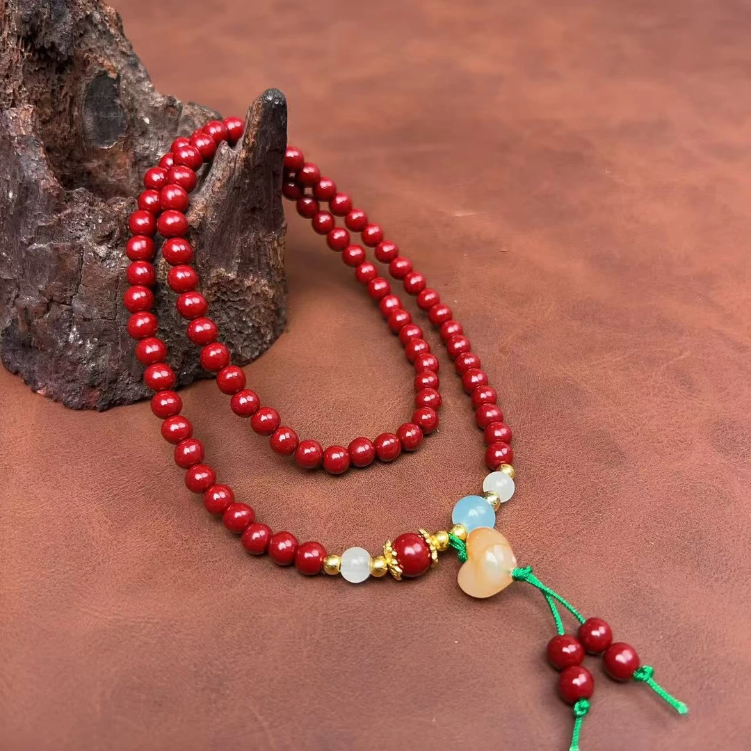 朱砂爱心吊坠6mm-LQ829