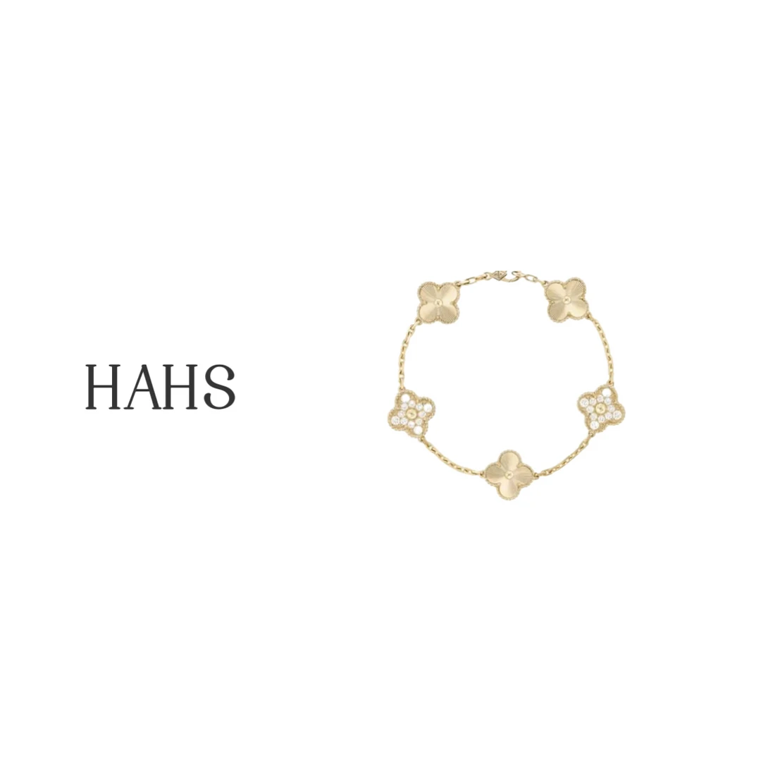 合金手链 （金间镭钻）合金镀新升级四叶草五花时尚轻奢百搭