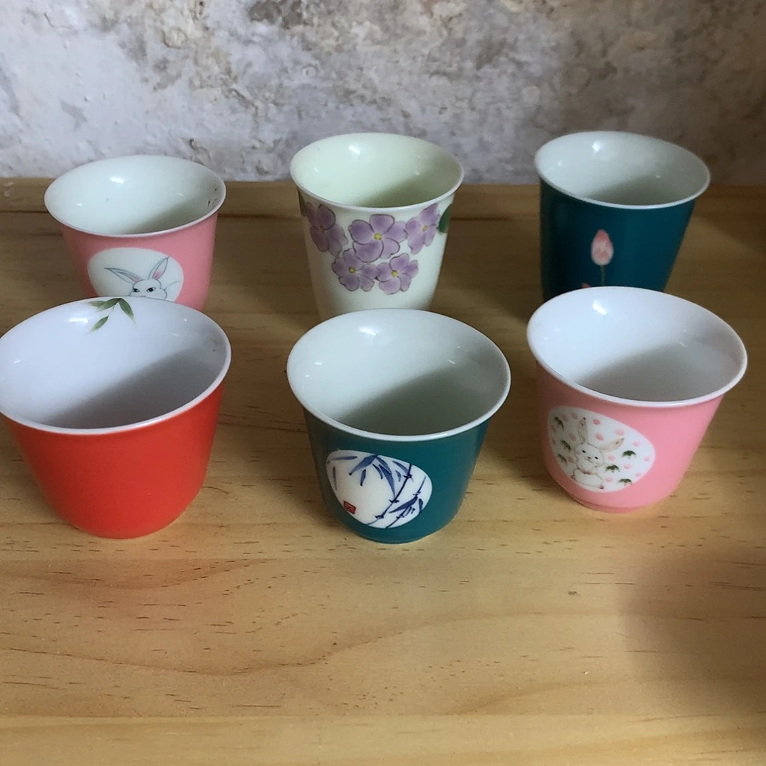 陶六个釉下手绘杯子