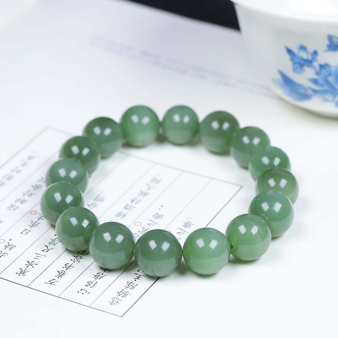 1215132和田玉圆珠手串