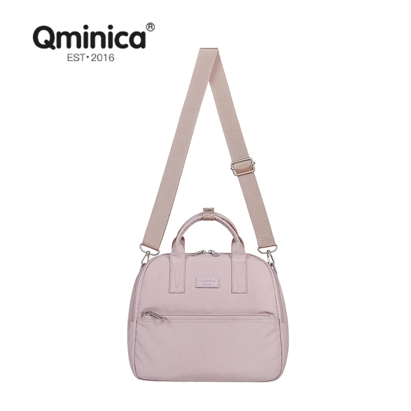 Qminica官方正品休闲托特便携单肩轻便出游轻量化手提包斜挎包女