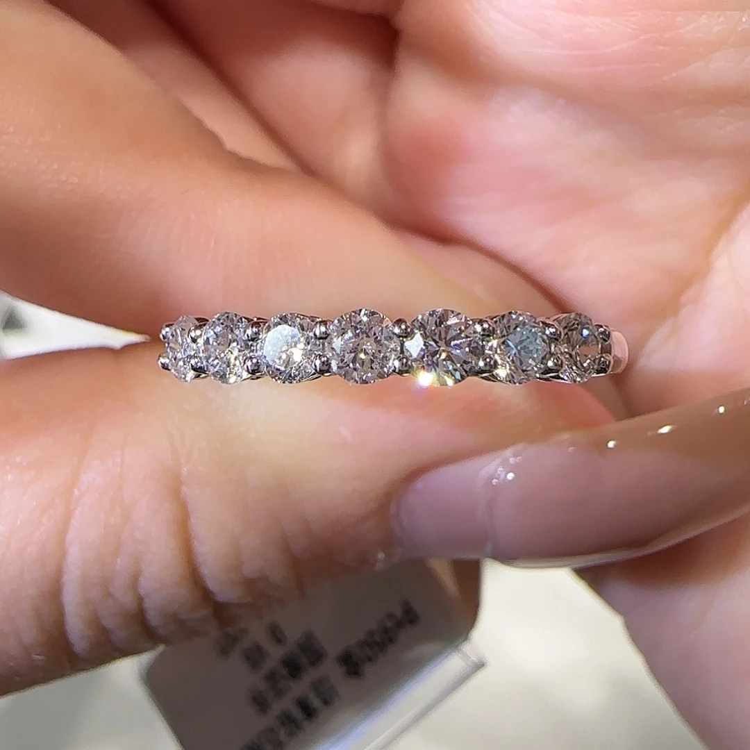 实验室培育钻石铂Pt950镶嵌七公主排戒11-17