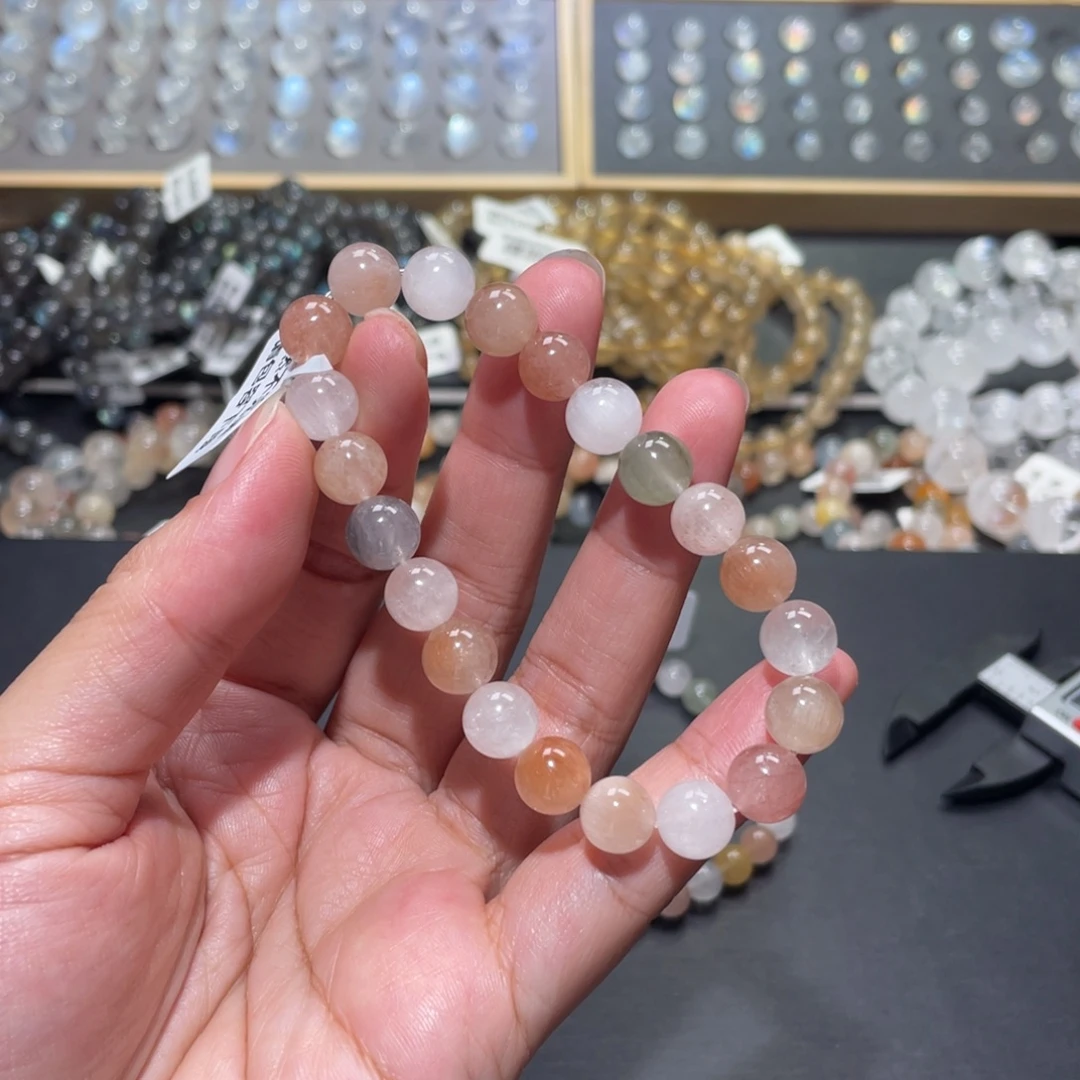 浅***落未镶嵌手链水晶彩兔毛手链9m