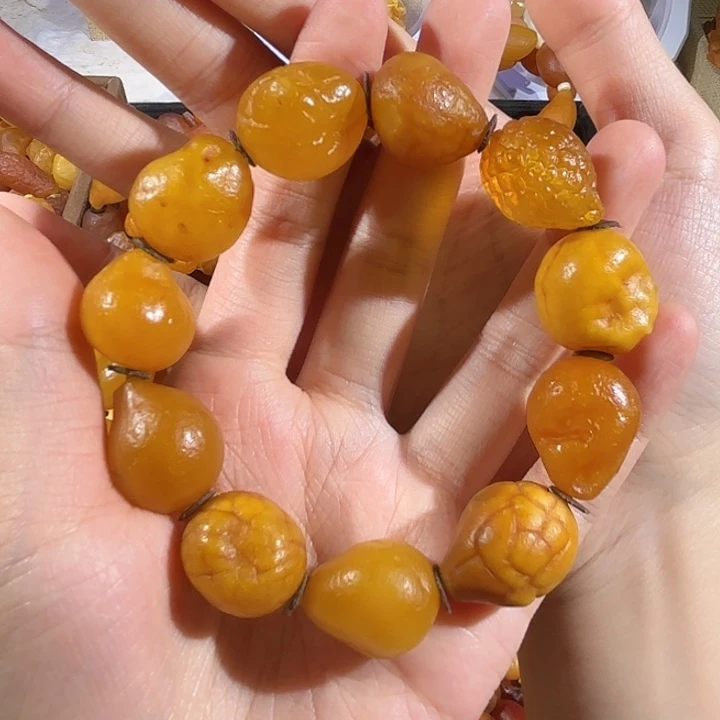 琥珀未镶嵌手链蜜蜡海漂手串