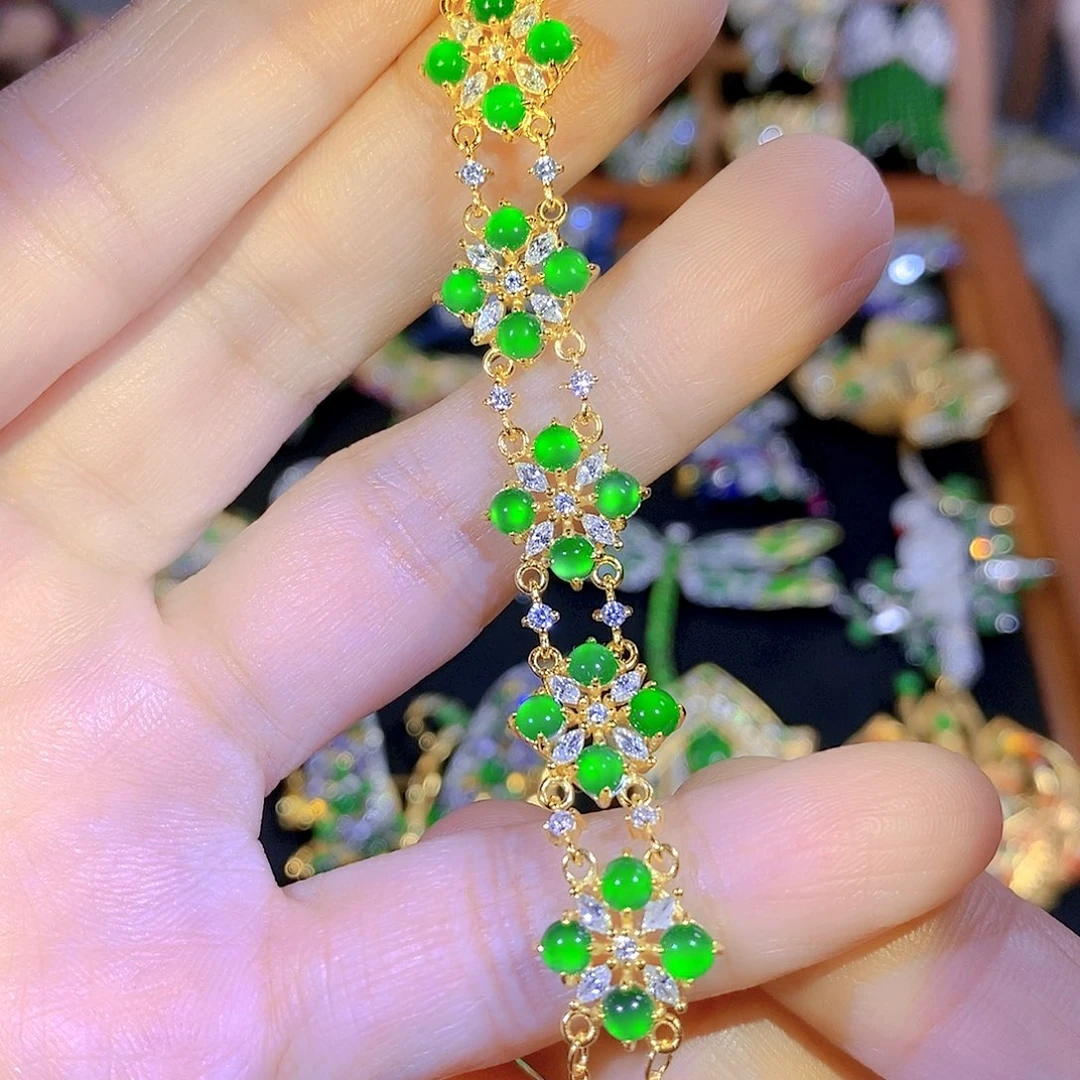 吊坠(不含链)银S925镶嵌翡翠