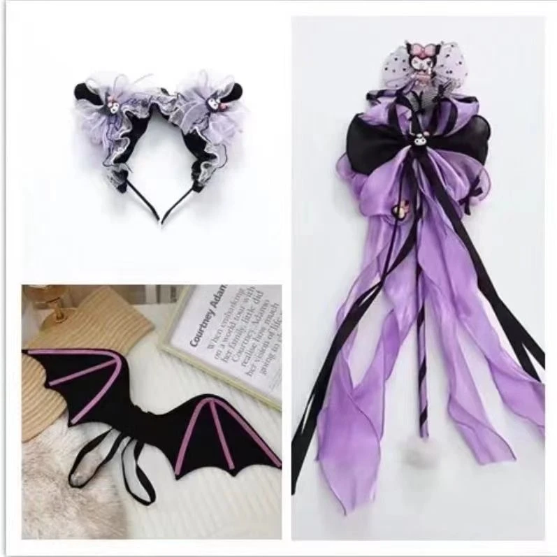 恶魔翅膀儿童库洛米头饰魔法棒发箍女防滑头箍可爱女孩蝴蝶结头饰