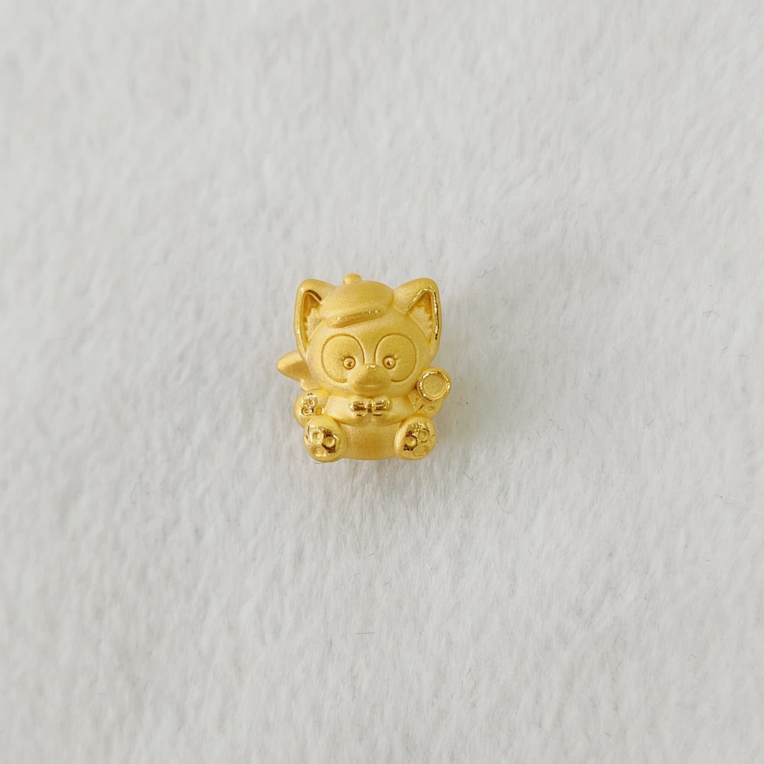 吉金珠宝 足金999侦探玲娜贝儿素金3D硬金转运珠手串250612020