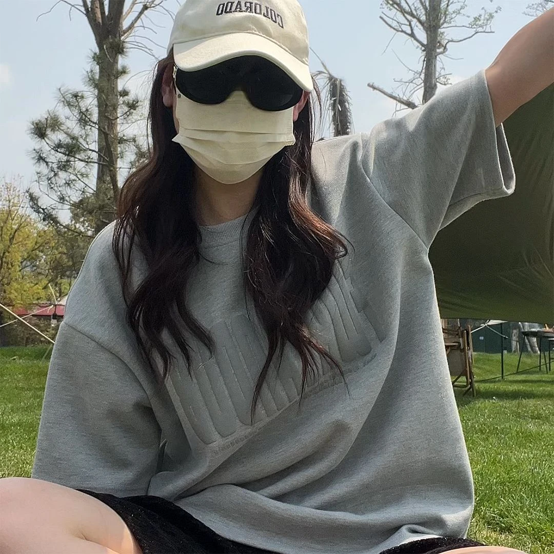 2025夏季新款网眼透气珠地棉重磅300g短袖男高级感发泡印花T恤ins