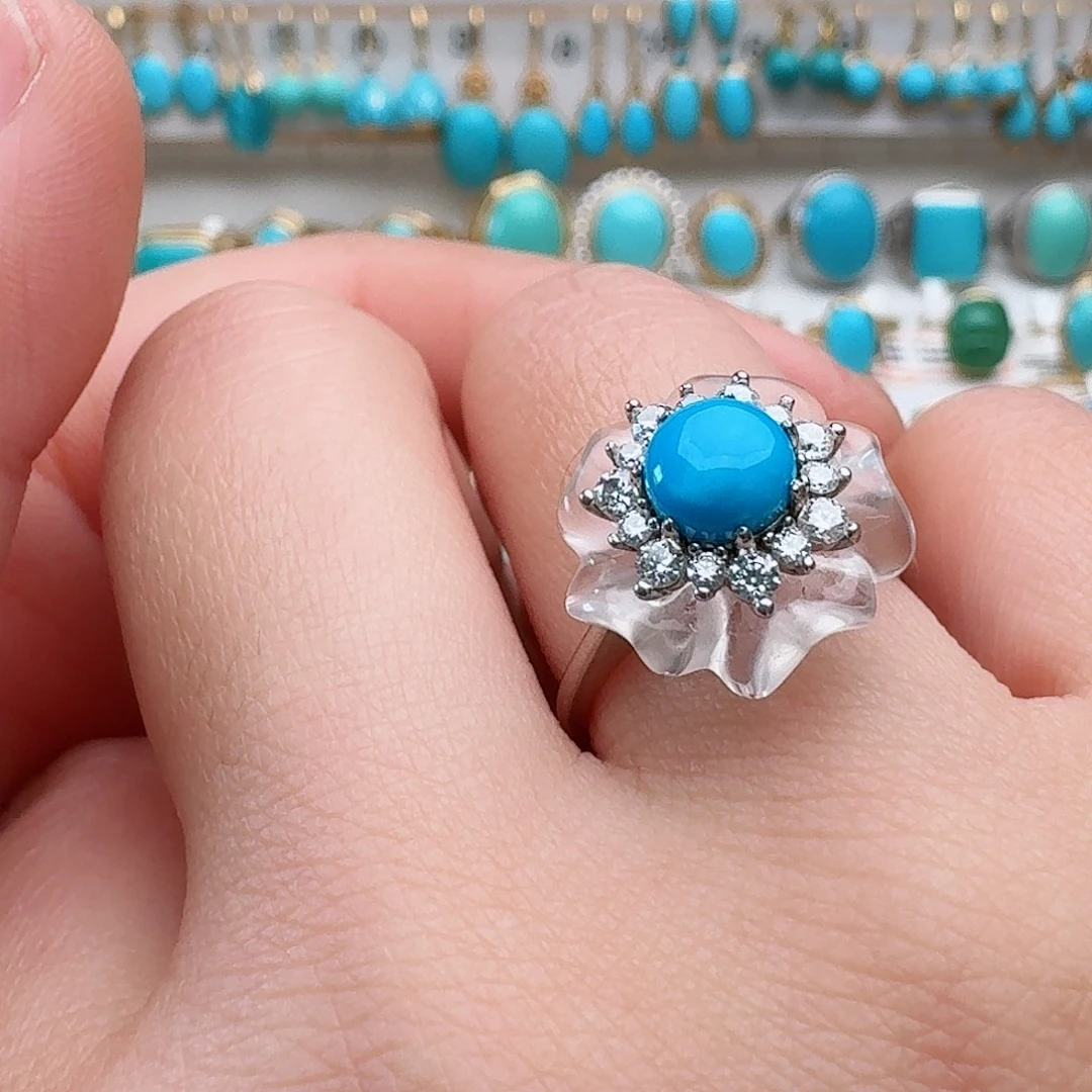 绿松石银S925镶嵌戒指