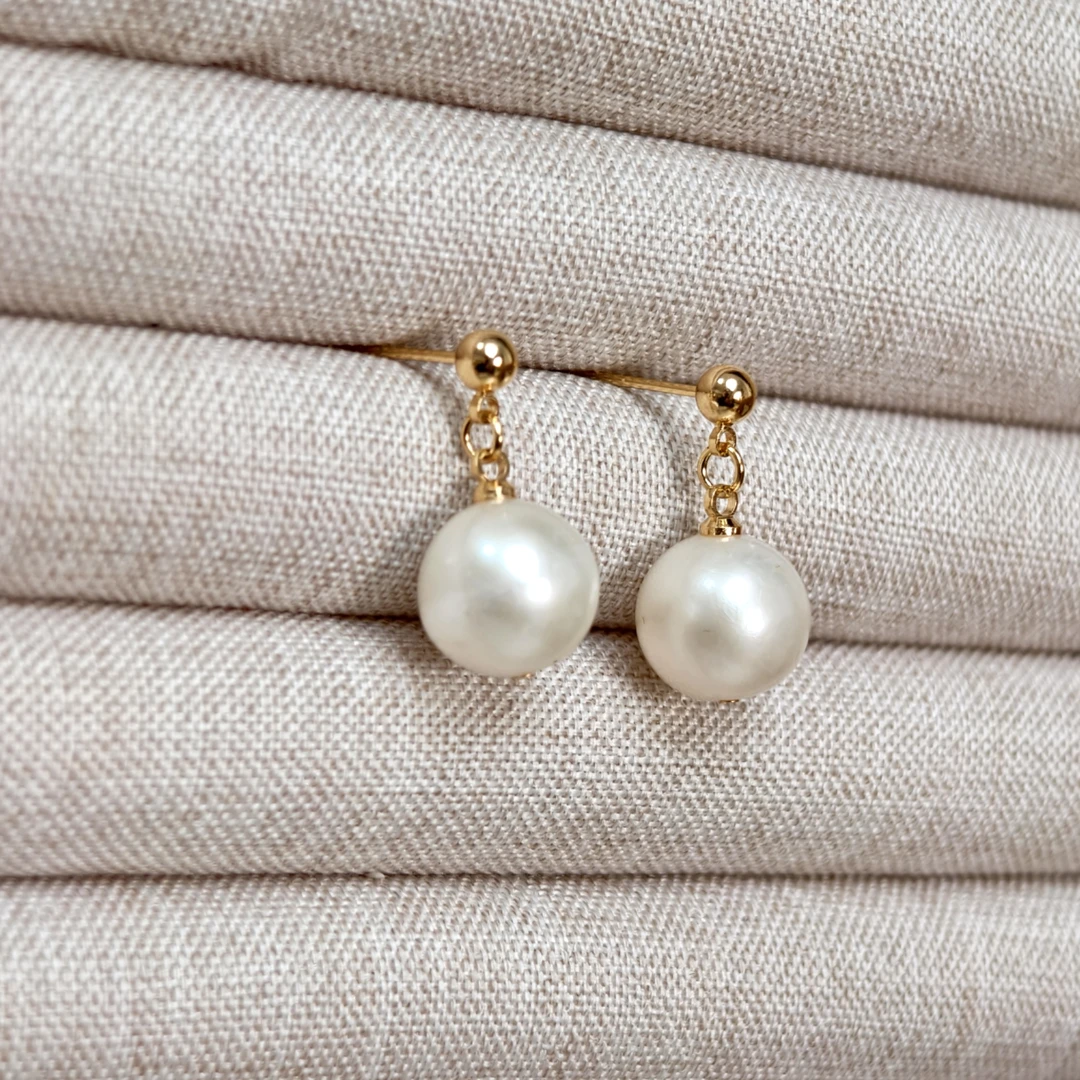 11-13mm 淡水珍珠 初见 大风吹白珠耳环  1290