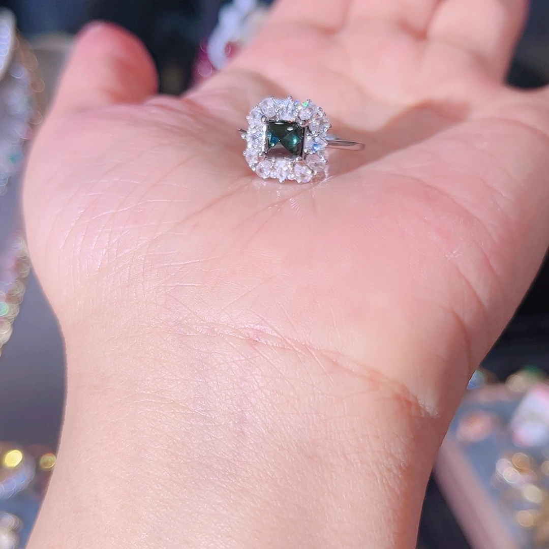 碧玺戒指银S925镶嵌戒指