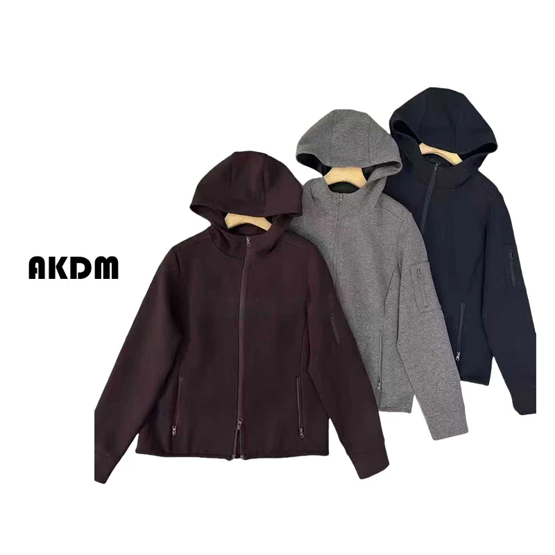 AKDM秋季新款袖口贴袋拉链帽衫女外套上衣