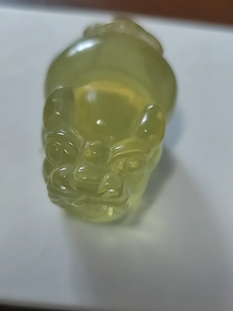 天然黄水晶貔貅手把件小摆件两用，55*39.6*34.1mm，78.3克