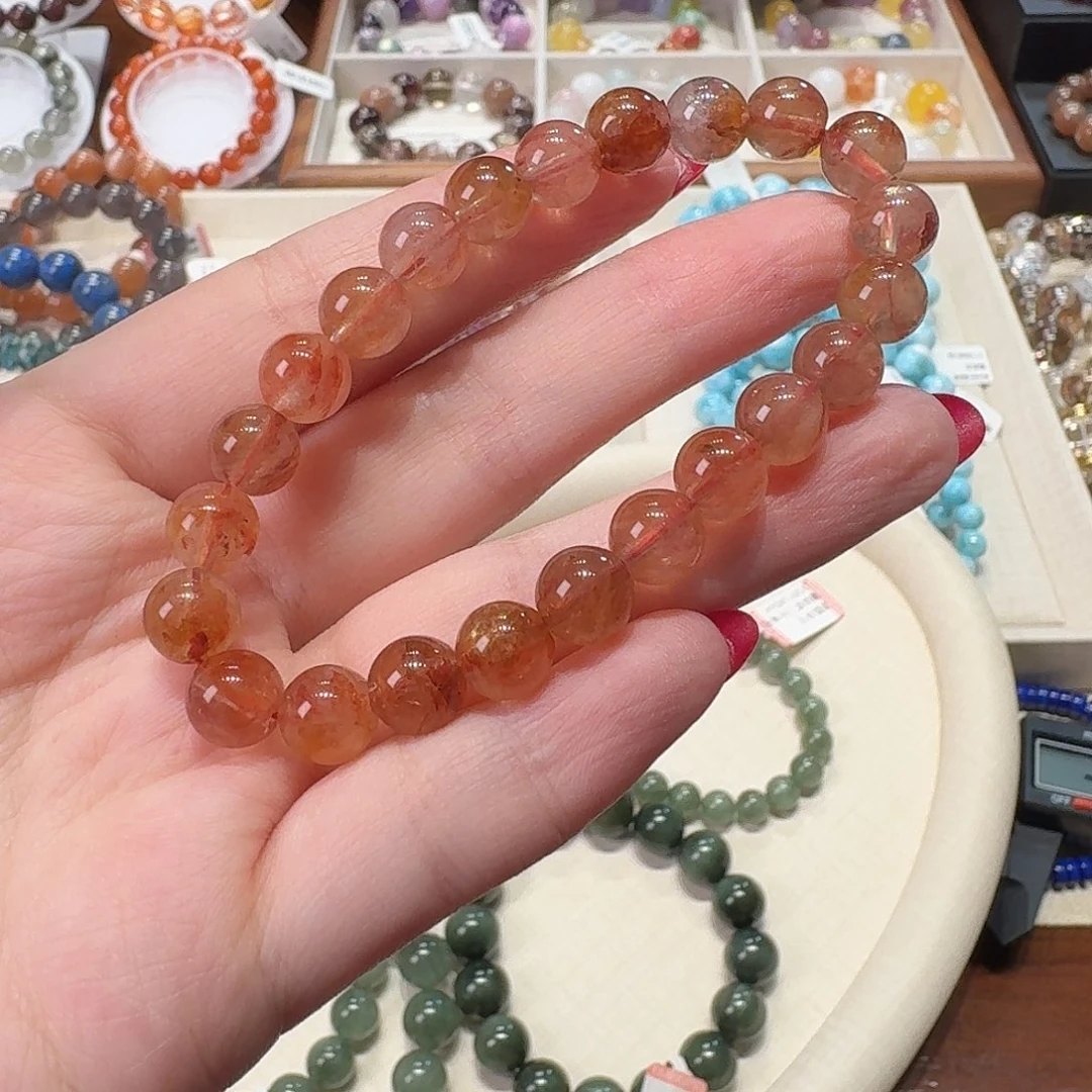 未镶嵌水晶手串红胶花