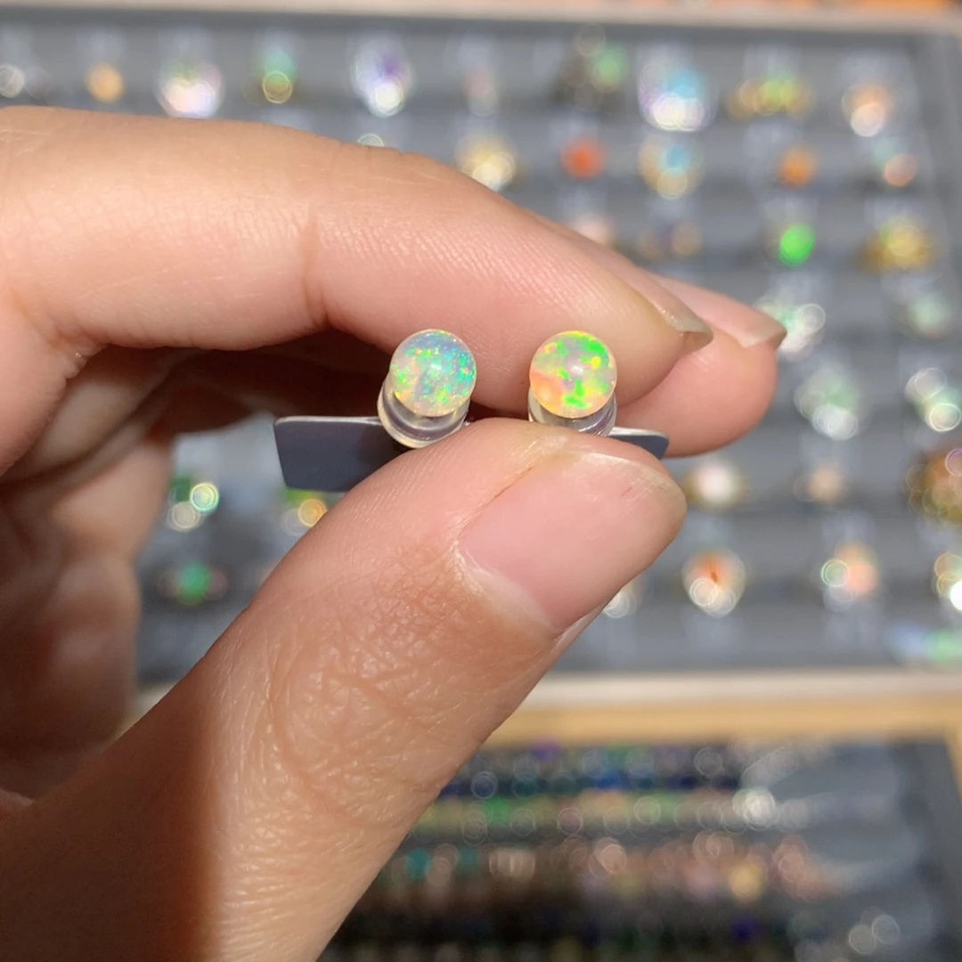 银S925镶嵌欧泊欧泊耳饰y