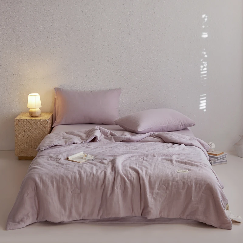 WWW全棉水洗皱皱纱简约夏被轻奢单人双人软糯夏季薄款空调被B0009