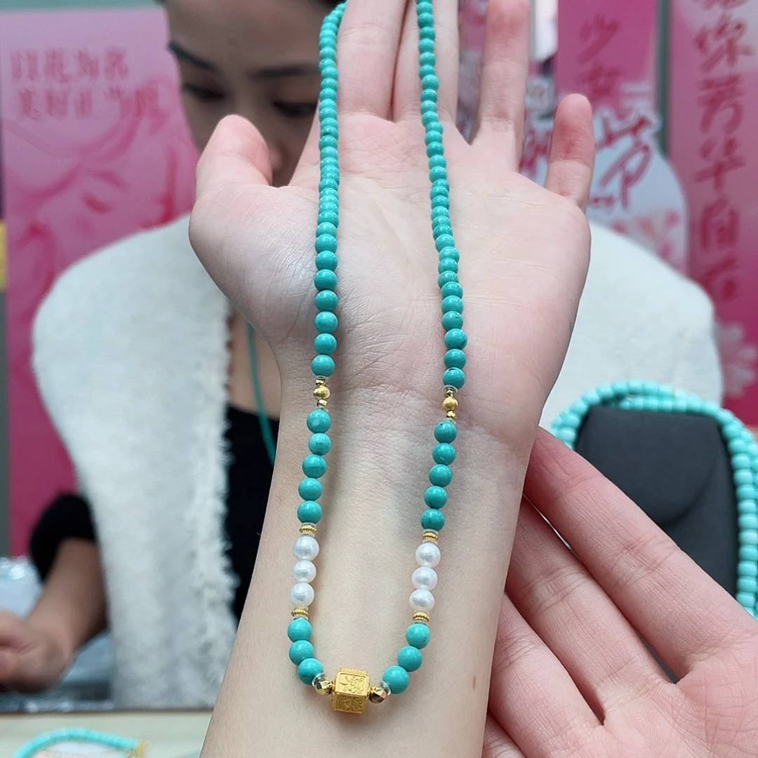 绿松石颈饰18K金镶嵌