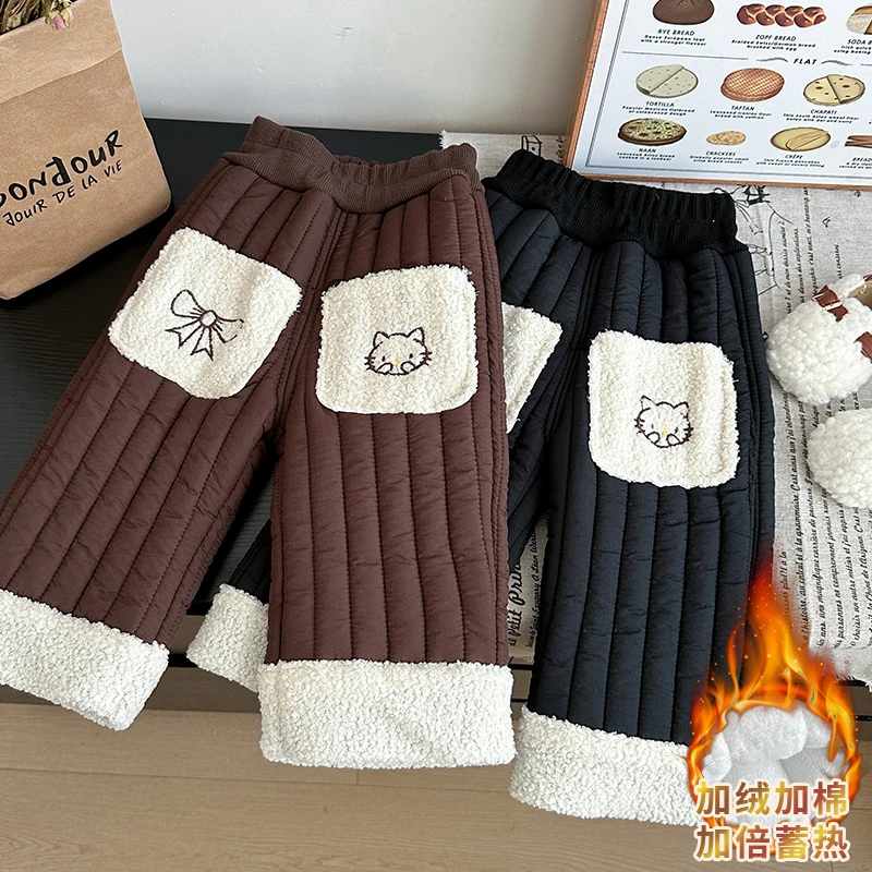 新款儿童加绒裤子冬款中小童加厚冬季长裤女童洋气宝宝外穿休闲裤