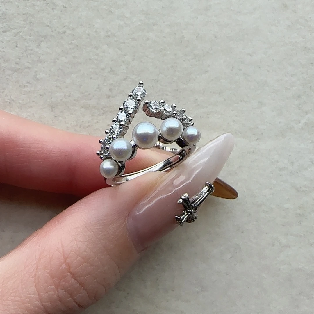 银S925镶嵌淡水珍珠戒指14